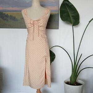 Abercrombie & Fitch Apricot Sunburst Midi Dress